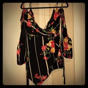 Floral/black romper!